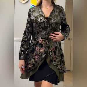 chicos floral velvet jacket